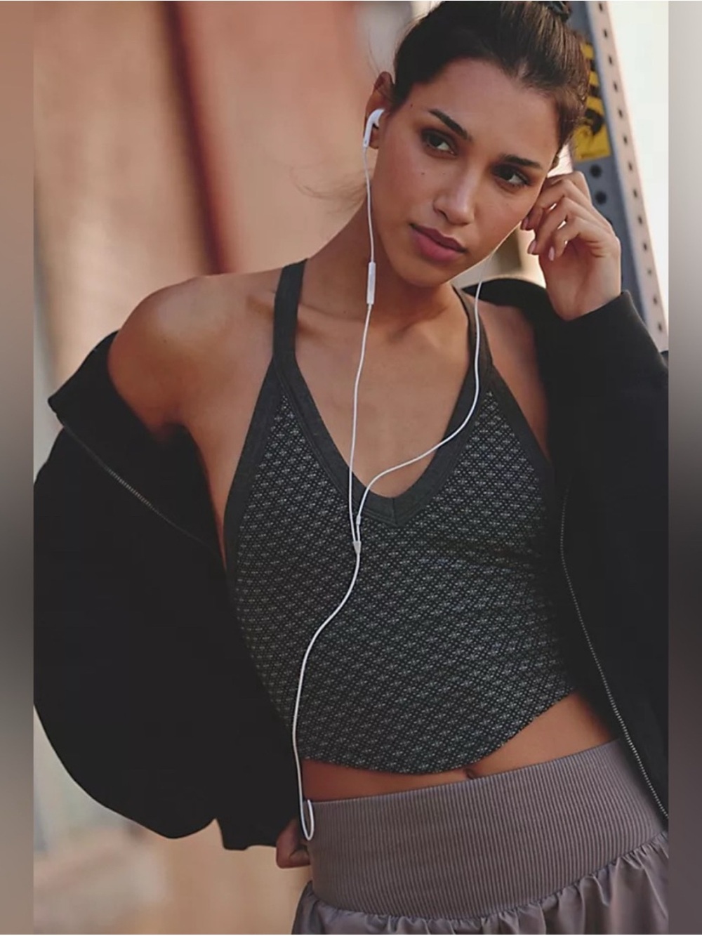 FP Movement by Free People All Clear Textured V-Neck Tank Top — Black